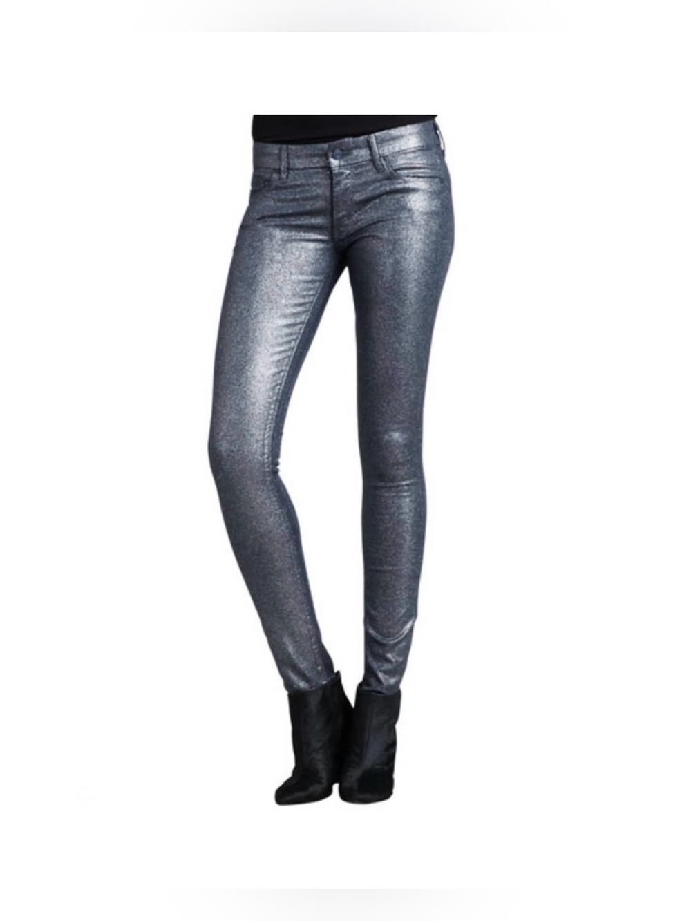 MOTHER The Looker Stone Blue Glimmer Skinny Jeans